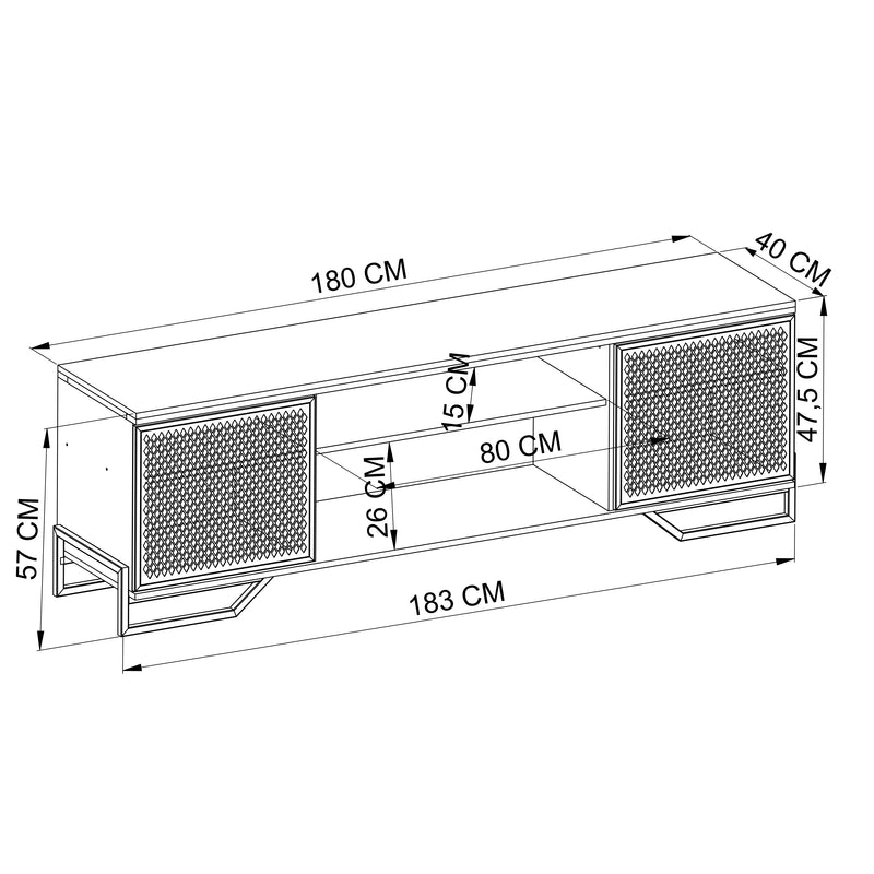 Rack Industrial para Tv com 2 Portas e Pés em Aço - Prime Decor