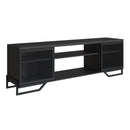 Rack Industrial para Tv com 2 Portas e Pés em Aço  - PRETO - Prime Decor