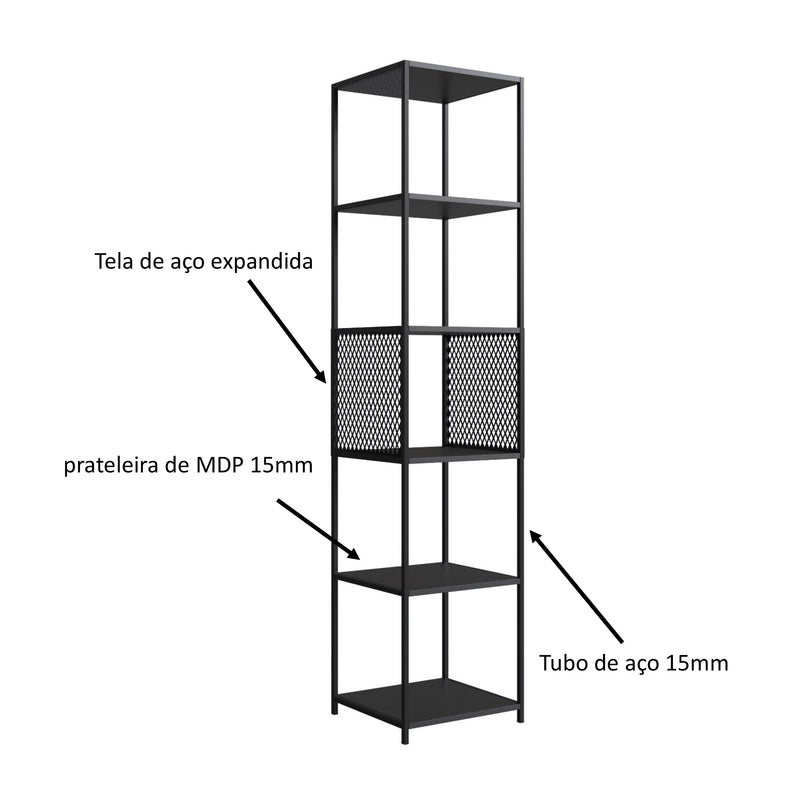 Estante Urbani Estilo Industrial com tela - Prime Decor