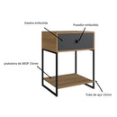 Mesa de Cabeceira Industrial Grafite Preto/Mel/Grafite - Marrom - Prime Decor