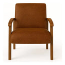 Poltrona P/sala Luna Courino Marrom Braços Madeira Maciça