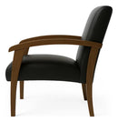 Poltrona P/sala Luna Courino Preto Braços Madeira Maciça