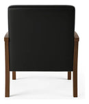 Poltrona P/sala Luna Courino Preto Braços Madeira Maciça