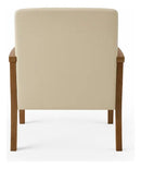 Poltrona P/sala Luna Courino Bege Braços Madeira Maciça Bege