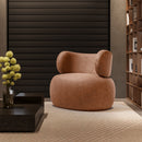 Poltrona Versailles Orgânica Fixa com Detalhe em Madeira Maciça Costas na Cor Castanho Courino - Prime Decor