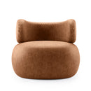 Poltrona Versailles Orgânica Fixa com Detalhe em Madeira Maciça Costas na Cor Castanho Courino - Prime Decor