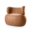 Poltrona Versailles Orgânica Fixa com Detalhe em Madeira Maciça Costas na Cor Castanho Courino - Prime Decor