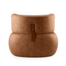 Poltrona Versailles Orgânica Fixa com Detalhe em Madeira Maciça Costas na Cor Castanho Courino - Prime Decor