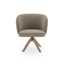 Cadeira Horizon Matelassê com Base Giratória de Madeira Maciça Castanho Linho - Prime Decor