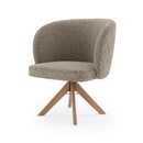 Cadeira Horizon Matelassê com Base Giratória de Madeira Maciça Castanho Linho - Prime Decor