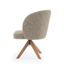 Cadeira Horizon Matelassê com Base Giratória de Madeira Maciça Castanho Linho - Prime Decor