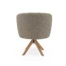 Cadeira Horizon Matelassê com Base Giratória de Madeira Maciça Castanho Linho - Prime Decor