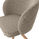 Cadeira Horizon Matelassê com Base Giratória de Madeira Maciça Castanho Linho - Prime Decor