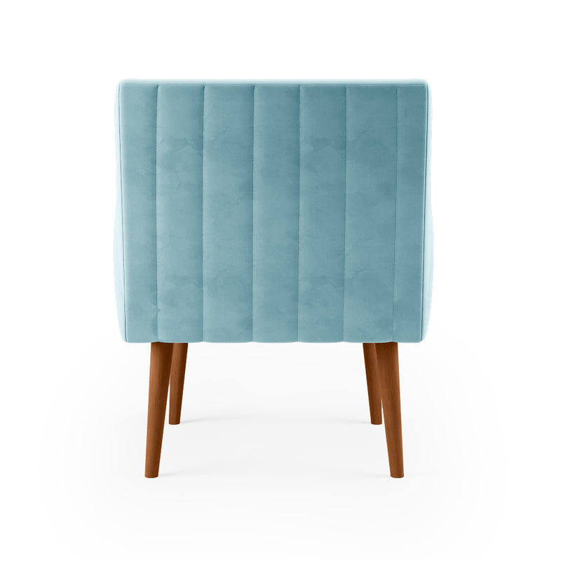Poltrona Luxe com Almofada Solta e Base de Madeira Maçica Castanho Veludo - Prime Decor