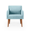 Poltrona Luxe com Almofada Solta e Base de Madeira Maçica Castanho Veludo - Prime Decor