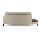 Sofá Fixo Orione Largura 2.40m Linho e Mesa Lateral Lamina Mad Natural Castanho Lad Esq olhando frente - Prime Decor