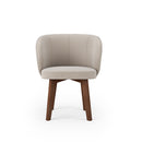 Cadeira Vittoria com Base 4 Pés Fixa de Madeira Maciça Castanho Linho - Prime Decor