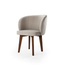 Cadeira Vittoria com Base 4 Pés Fixa de Madeira Maciça Castanho Linho - Prime Decor