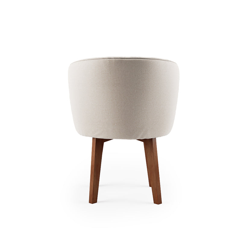 Cadeira Vittoria com Base 4 Pés Fixa de Madeira Maciça Castanho Linho - Prime Decor