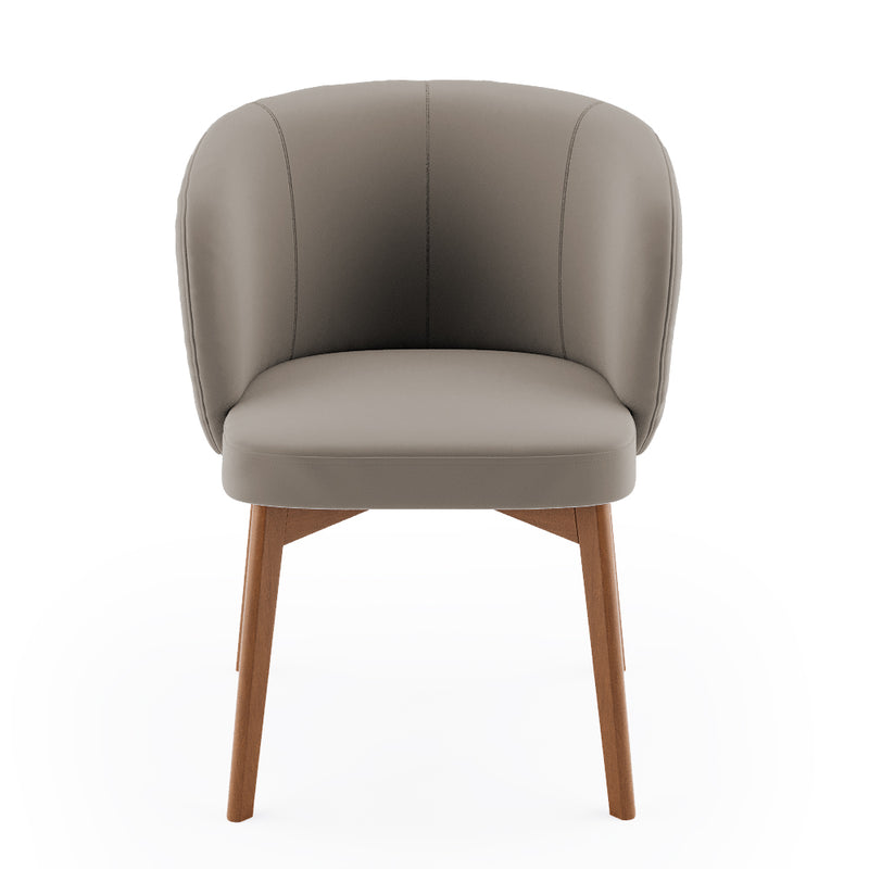 Cadeira Luna Matelassê com Base 4 Pés Madeira Maciça Castanho Courino - Prime Decor
