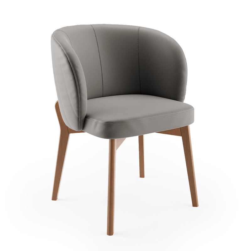 Cadeira Luna Matelassê com Base 4 Pés Madeira Maciça Castanho Courino - Prime Decor