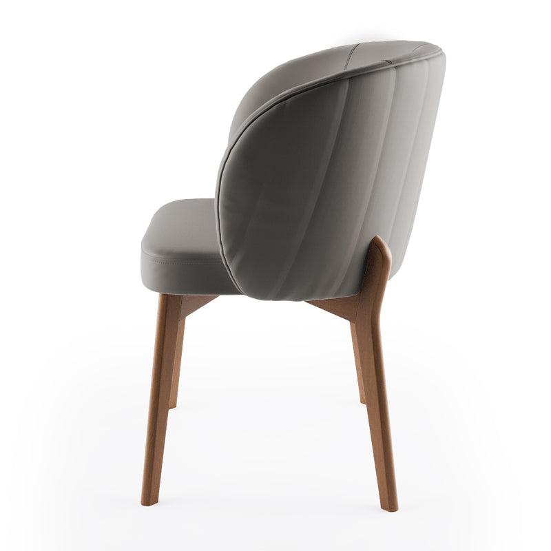 Cadeira Luna Matelassê com Base 4 Pés Madeira Maciça Castanho Courino - Prime Decor