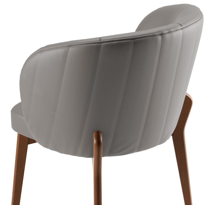 Cadeira Luna Matelassê com Base 4 Pés Madeira Maciça Castanho Courino - Prime Decor