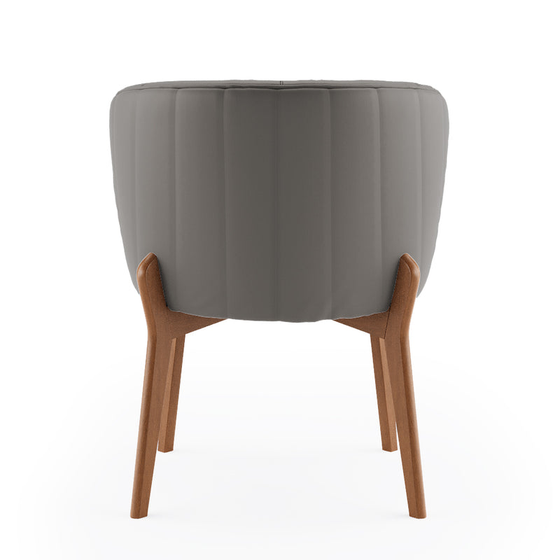 Cadeira Luna Matelassê com Base 4 Pés Madeira Maciça Castanho Courino - Prime Decor