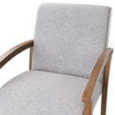 Poltrona Serena 1 Lugar com Braço e Base Fixa de Madeira Maciça Castanho - Linho cinza - Prime Decor