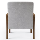 Poltrona Serena 1 Lugar com Braço e Base Fixa de Madeira Maciça Castanho - Linho cinza - Prime Decor