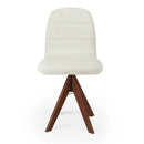 Cadeira Ravena com Base Giratória de Madeira Maciça Castanho Linho - Prime Decor