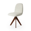 Cadeira Ravena com Base Giratória de Madeira Maciça Castanho Linho - Prime Decor