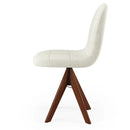 Cadeira Ravena com Base Giratória de Madeira Maciça Castanho Linho - Prime Decor