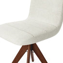 Cadeira Ravena com Base Giratória de Madeira Maciça Castanho Linho - Prime Decor