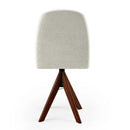 Cadeira Ravena com Base Giratória de Madeira Maciça Castanho Linho - Prime Decor