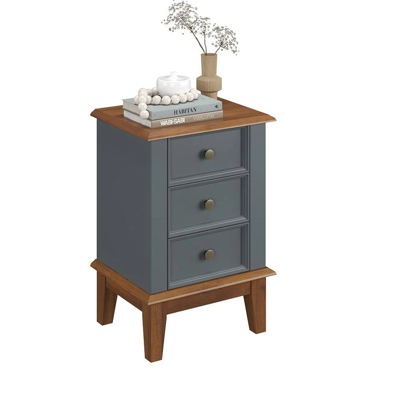 Mesa de Cabeceira Madeira Maciça  (Preto, Azul, Amêndoa Cinza e Branco) - Prime Decor