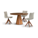 Cadeira Érica com Base Giratória de Madeira Maciça Castanho Linho - Prime Decor