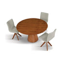 Cadeira Érica com Base Giratória de Madeira Maciça Castanho Linho - Prime Decor