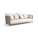 Sofá Fixo Luci com Alm Soltas e Pés de Madeira Maciça Imbuia - Largura 2,00m Linho com Braços e Detalhes Linho - Prime Decor