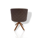 Cadeira Horizon Matelassê com Base Giratória de Madeira Maciça Castanho Frente Linho I Costas Pelica - Prime Decor