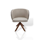 Cadeira Horizon Matelassê com Base Giratória de Madeira Maciça Castanho Frente Linho I Costas Pelica - Prime Decor