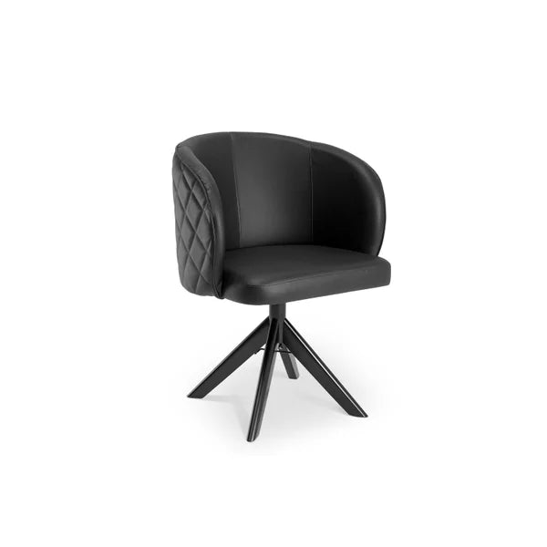 Cadeira Horizon Matelassê com Base Giratória - Courino Preta